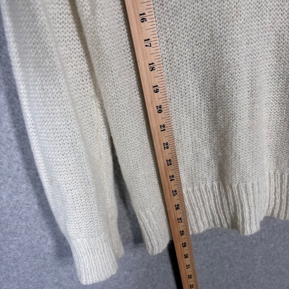 Y2K J Crew Shawl Collar Fisherman Sweater Medium Cream Tunic Beachy Old Money - Picture 5 of 9